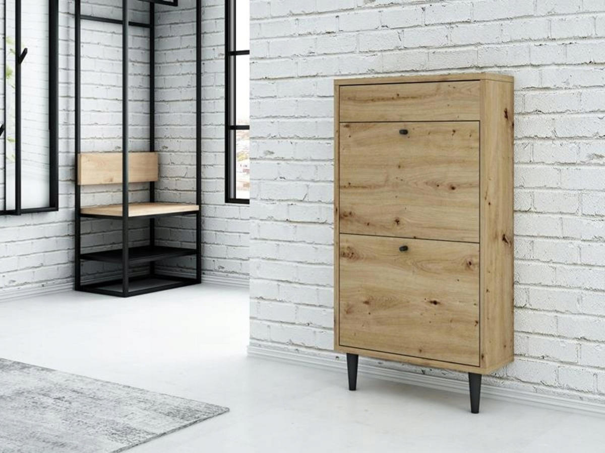 SCHUHSCHRANK Dotti 521 Artisan Eiche 55/21/104 cm Wandmontage - Eiche Artisan, Holzwerkstoff (55/104/21cm) - Matkam Möbel