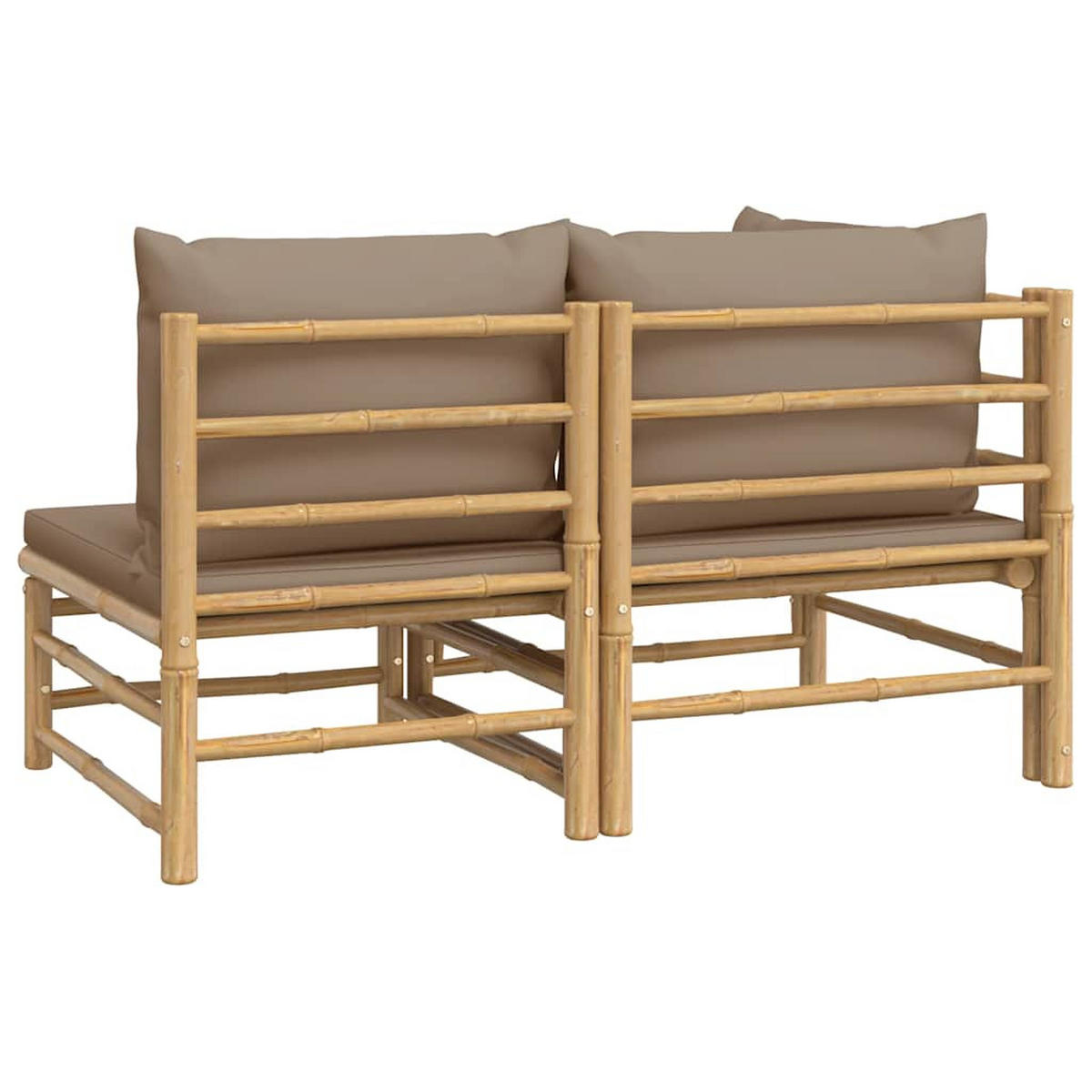 GARTEN-LOUNGE-SET 2-TLG. Mit Taupe Kissen Bambus - Taupe, Naturmaterialien (69/65/55cm) - vidaXL