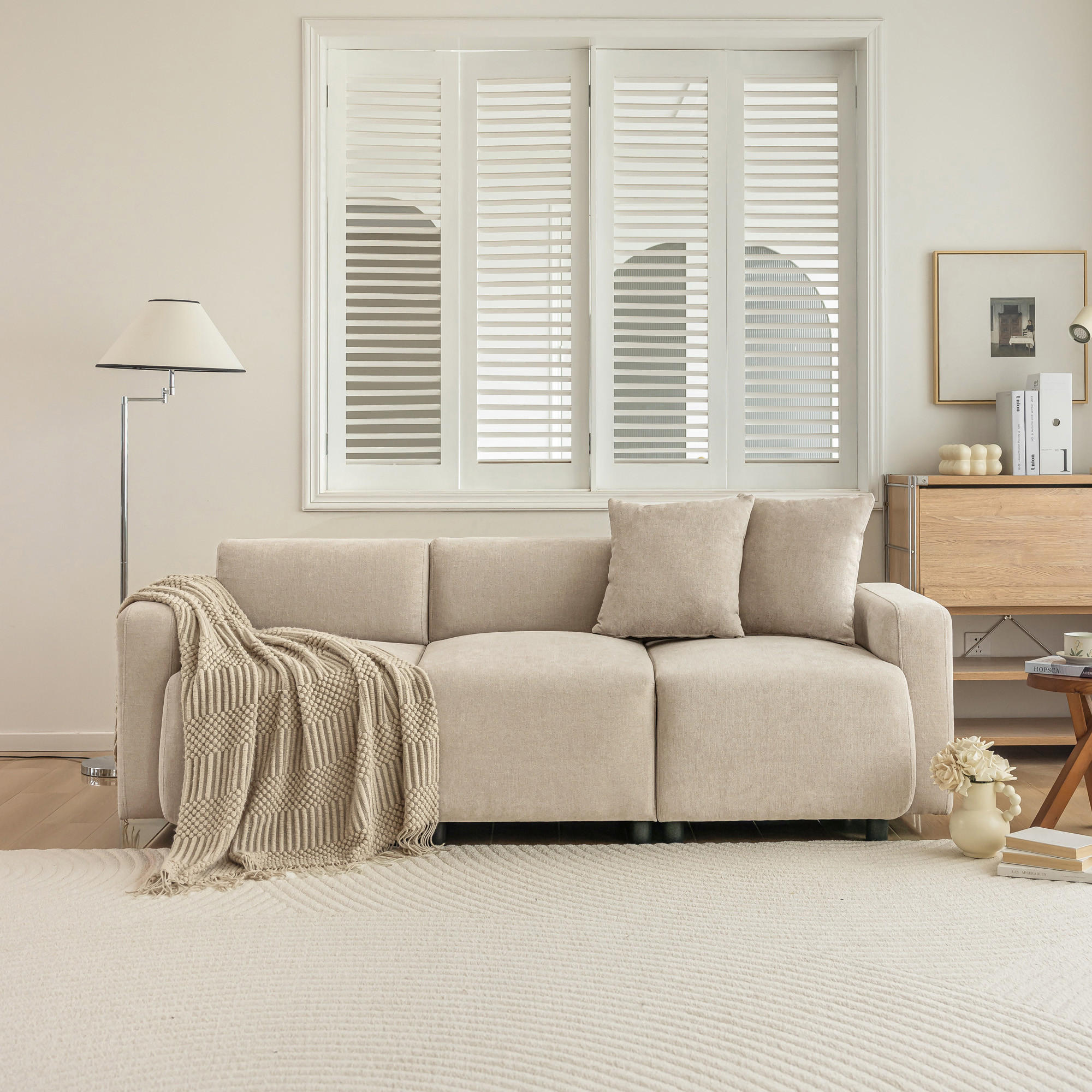 3-SITZER-SOFA Beige - Beige, Holz (211/71/67cm) - Urban Meuble