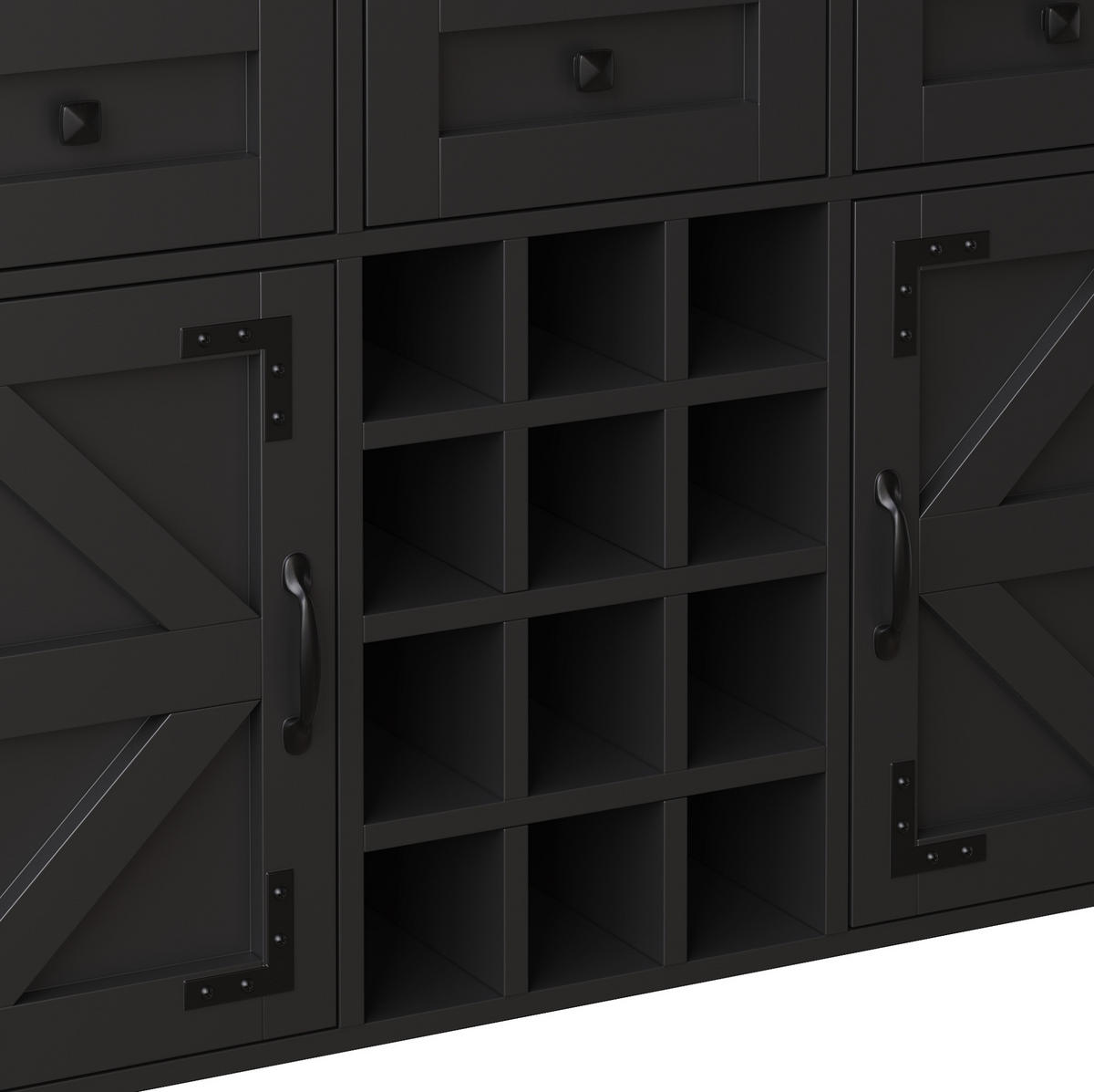 BUFFET 120/170/40 cm Schwarz aus MDF und Glas mit LED-Lichtleiste - Schwarz, Holzwerkstoff (40/170/120cm) - OKMYHOME
