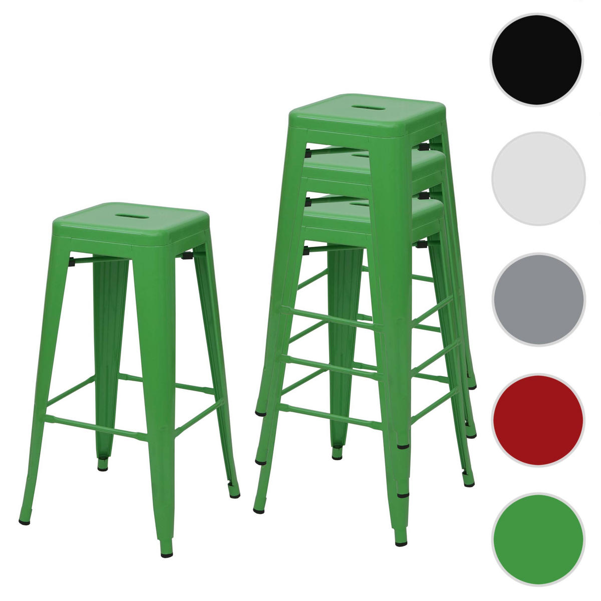BARHOCKER METALL Grün 4er-Set - Grün, Metall (43/77/43cm) - MCW
