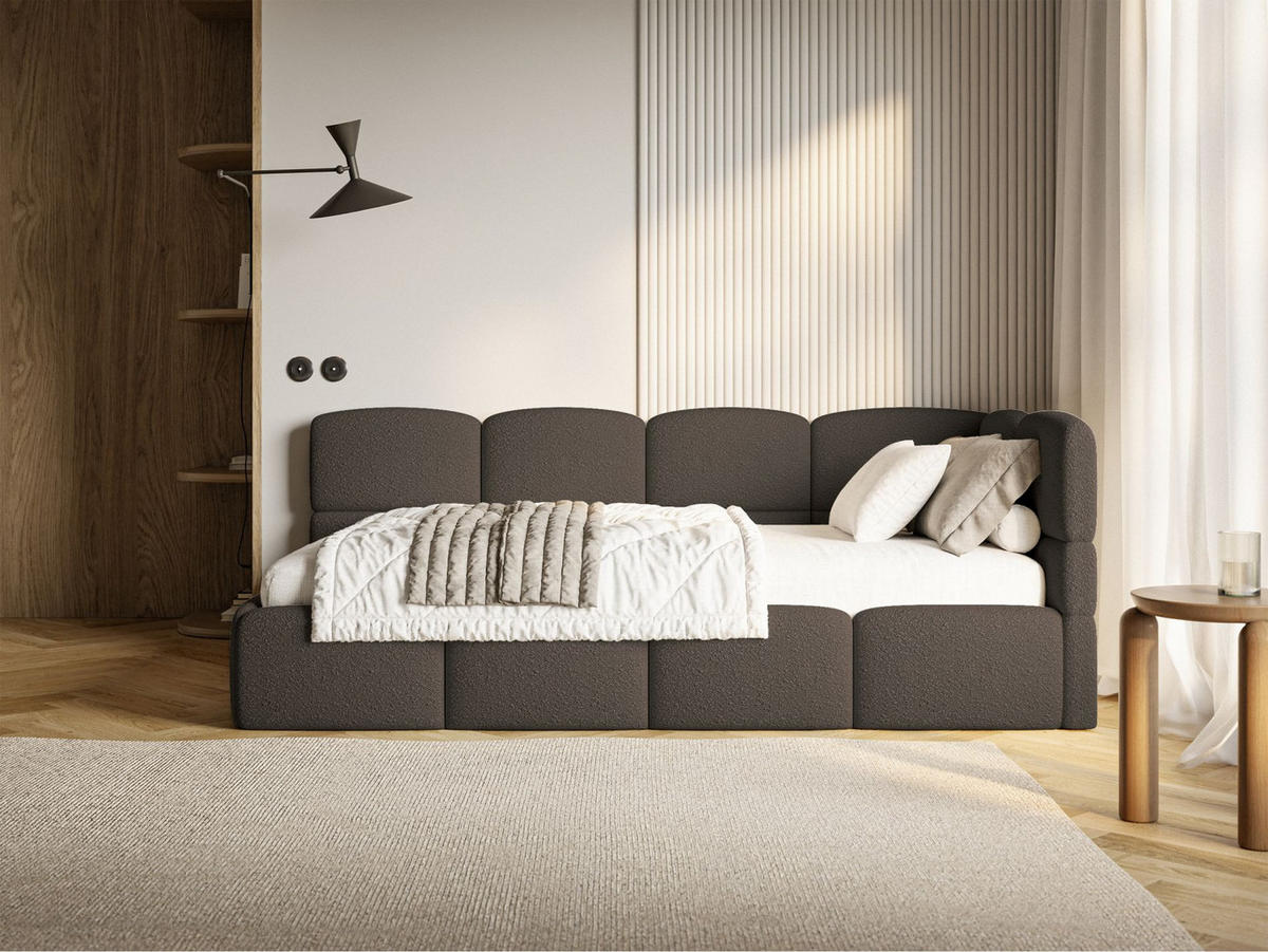 JUGENDBETT Cloudy rechts Bouclé Braun - Braun, Kunststoff/Textil (90/200cm) - Selsey