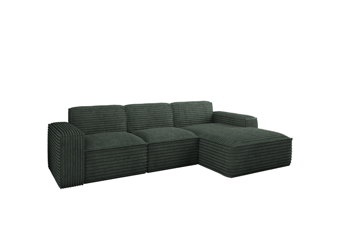 ECKSOFA L-Form Siena Stoff Velo Grün Rechts - Grün, Holz/Kunststoff (266/165cm) - Kaiser Möbel