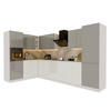 ECKKÜCHE 300x140 cm Glanzia – KU-S07 – Grau / Weiß – Hochglanz - Weiß Hochglanz/Grau, Holzwerkstoff (300/212/140cm) - hi-markt