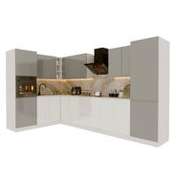 ECKKÜCHE 300x140 cm Glanzia – KU-S07 – Grau / Weiß – Hochglanz - Weiß Hochglanz/Grau, Holzwerkstoff (300/212/140cm) - hi-markt