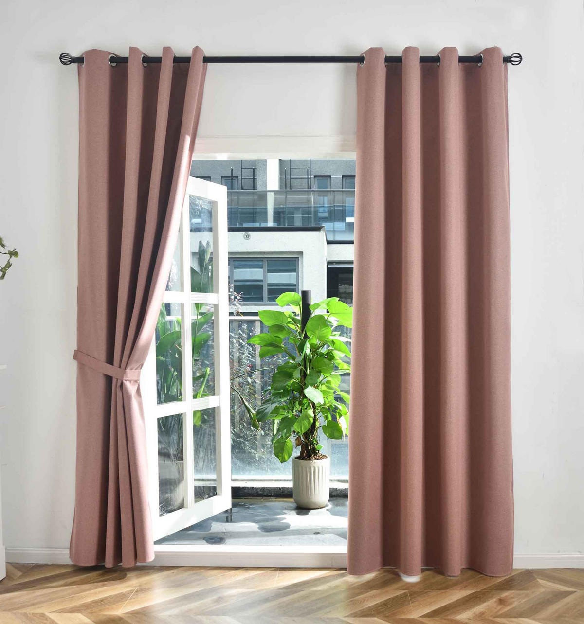 VORHANG 2ER SET »München Dark« HxB 225x145 cm Altrosa - Altrosa, Textil (145/225cm) - Gardinenbox