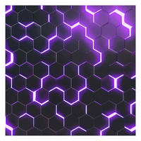 FOTOTAPETE Strukturierte Hexagone mit Neonlicht in Lila 288/288 cm - Schwarz, Papier (288/288cm) - Bilderwelten