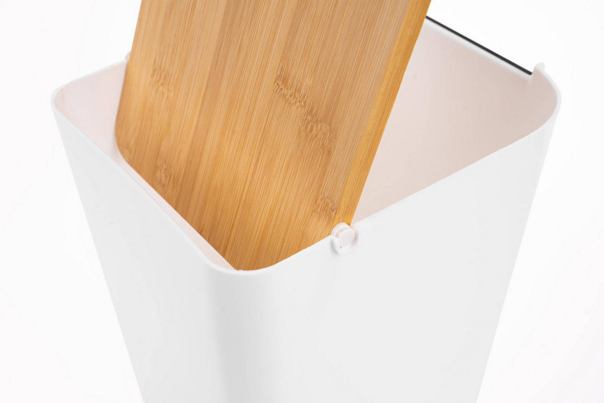 MÜLLEIMER aus Bambus 5 l 22/18/24 cm - Weiß, Naturmaterialien (18/24/22cm) - 5five Simply Smart