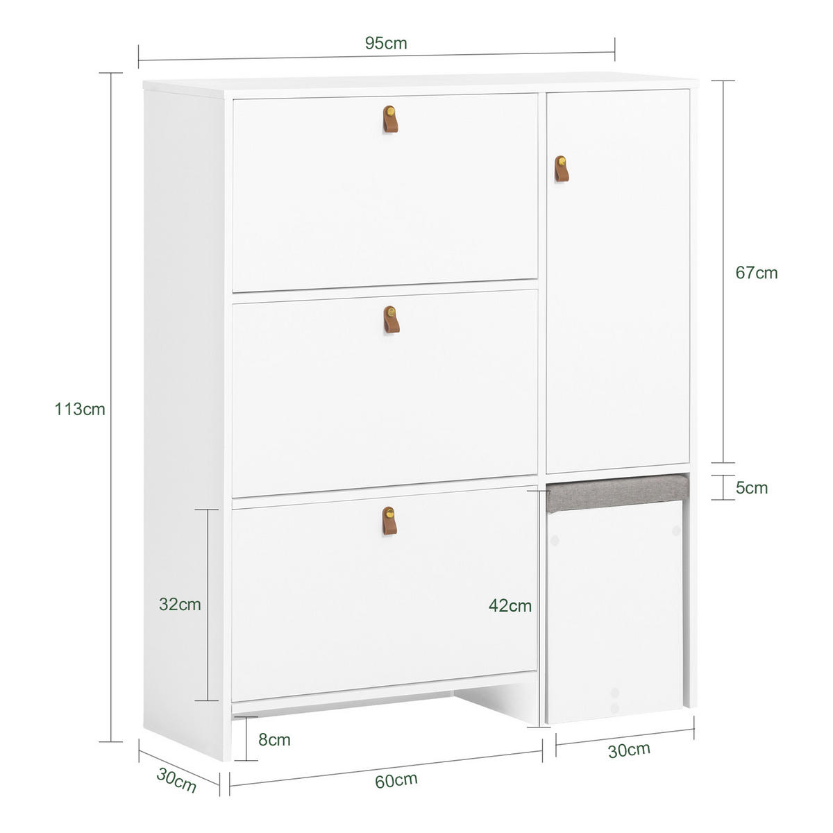 SCHUHSCHRANK Weiß - Weiß, Holzwerkstoff (95/121/30cm) - SoBuy