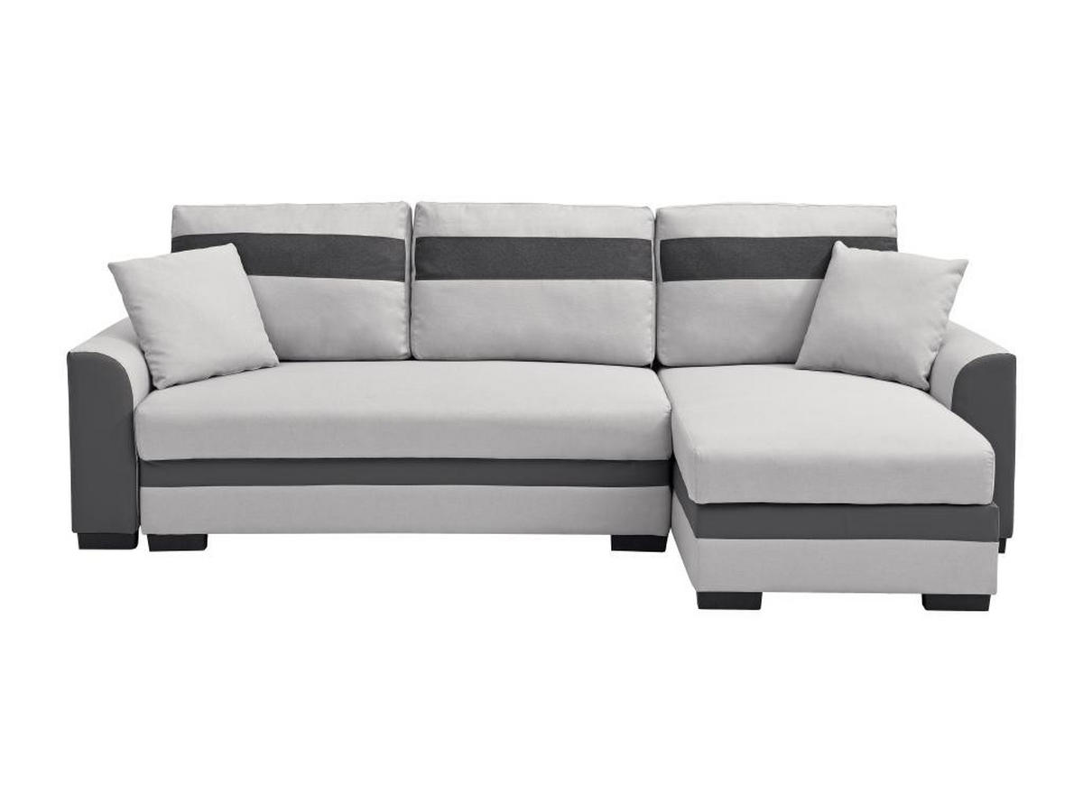 ECKSOFA mit Schlaffunktion - Ecke wechselbar - Stoff & Kunstleder - Hellgrau - GIANY II - Hellgrau, Leder (135/242cm) - Vente-Unique