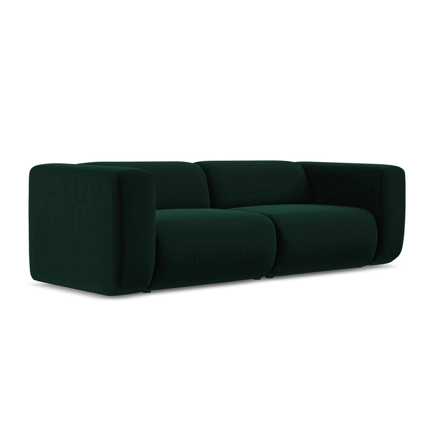 3-SITZER SOFA Samt Stoff Grün - Dunkelgrün/Schwarz, Kunststoff/Textil (228/70/89cm) - LaMiaSofa