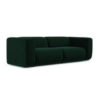 3-SITZER SOFA Samt Stoff Grün - Dunkelgrün/Schwarz, Kunststoff/Textil (228/70/89cm) - LaMiaSofa