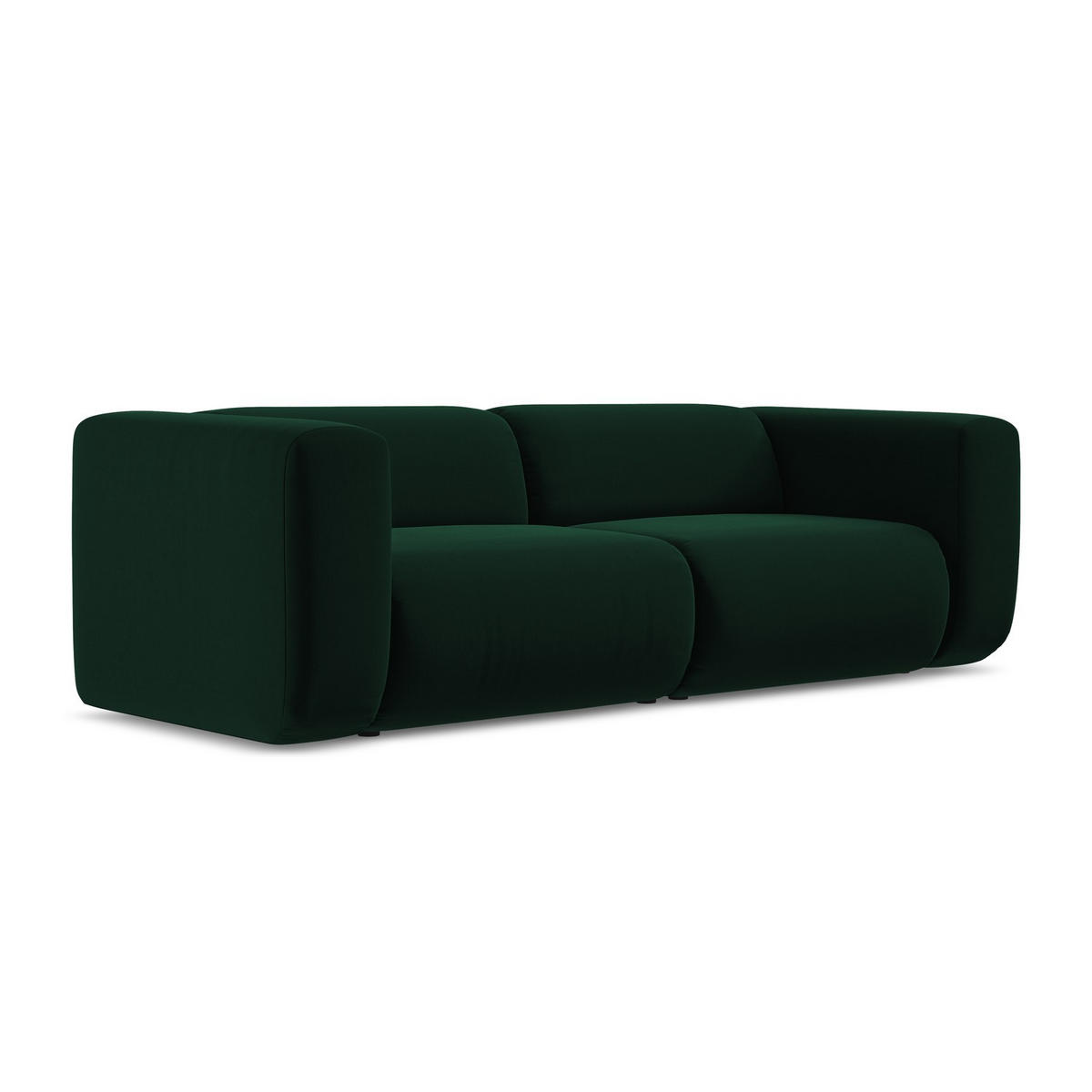 3-SITZER SOFA Samt Stoff Grün - Dunkelgrün/Schwarz, Kunststoff/Textil (228/70/89cm) - LaMiaSofa
