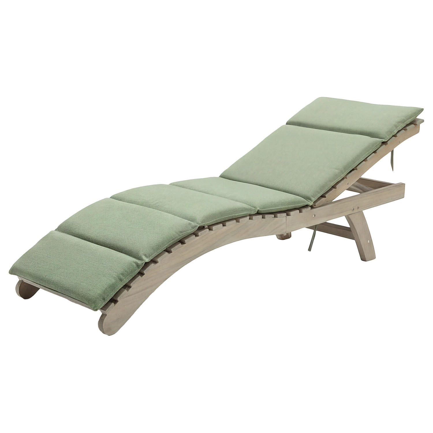 GARTENLIEGE - Akazie massiv / Webstoff - Braun / Salbei - Salbeigrün, Holz/Textil (54/79/175cm) - home24