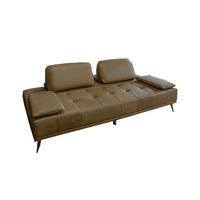 SOFA WIOLO Beige Leder - Beige/Silberfarben, Leder/Metall (240/83/110cm) - KAWOLA