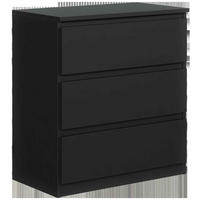 KOMMODE NUDO 70/78,5/39cm mit 3 Schubladen Türen Schwarz - Schwarz, Holzwerkstoff (70/78.5/39cm) - MASSENO