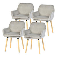 ESSZIMMERSTUHL 4er Set in Hellgrau mit Cord-Optik - Grau, Textil (54/77/53cm) - Meubles Cosy