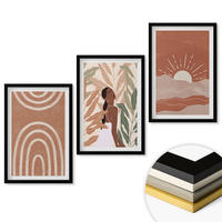 WANDBILDER 3er-Set - 40x60 cm Schwarzer Rahmen - abstrakte Formen im Boho-Stil - Schwarz, Kunststoff (40/60cm) - ArtPrintCave