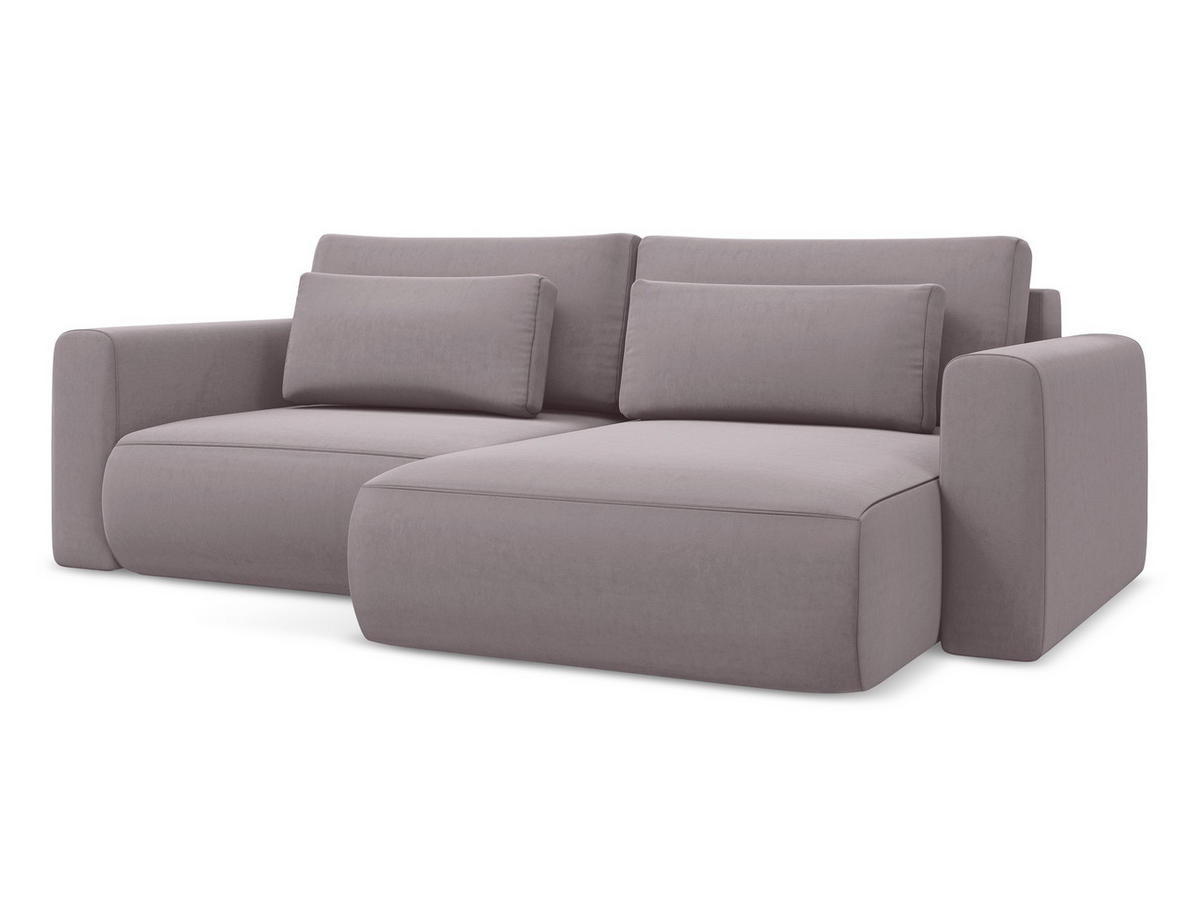 ECKSOFA mit Schlaffunktion Samt Stoff Violett - Lila/Flieder, Kunststoff/Textil (240/149cm) - Makamii