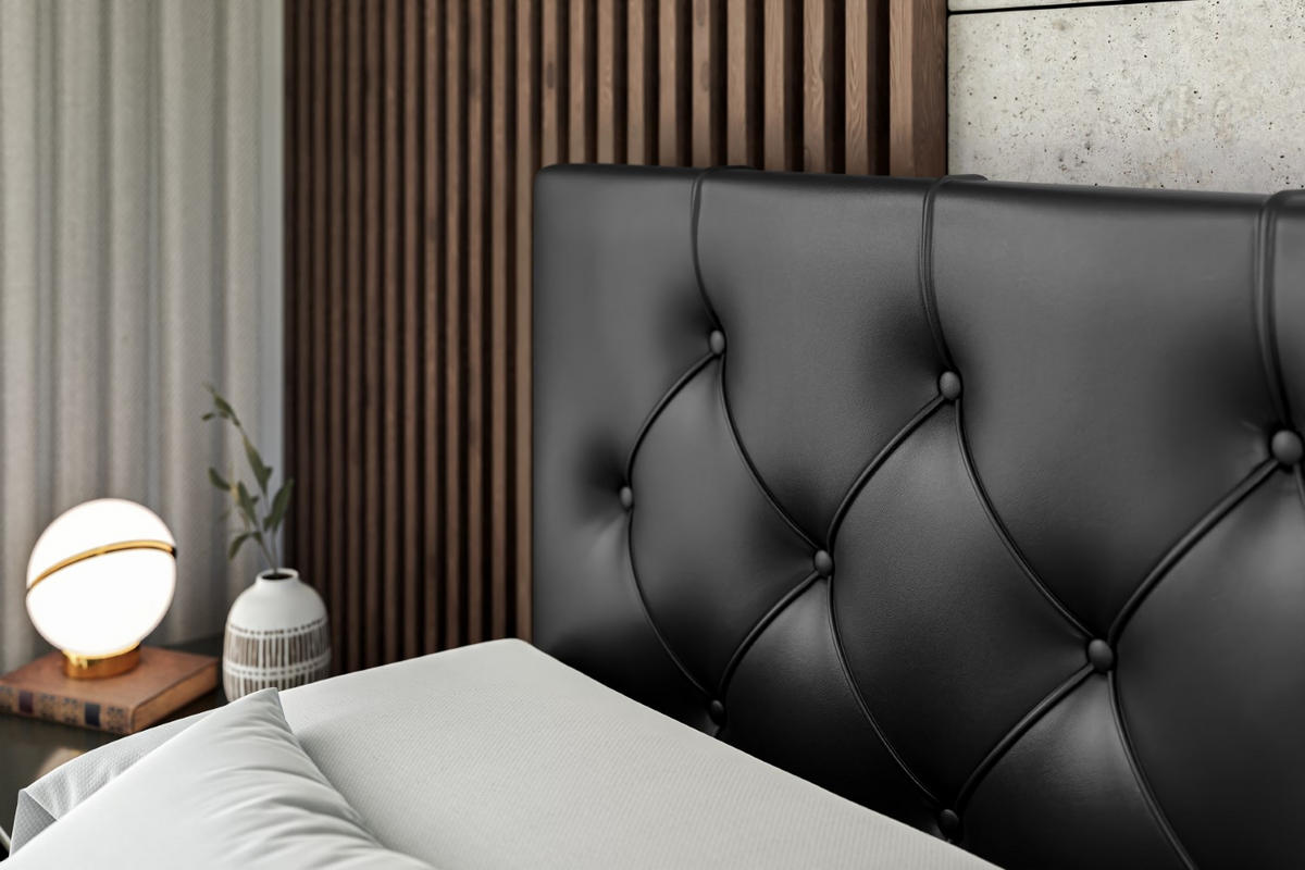 BOXBETT mit Matratze H3 und Lattenrost - MIRAGE - 160x200 Schwarz Hochglanz - Schwarz Hochglanz, Holzwerkstoff (160/200cm) - ALTDECOR