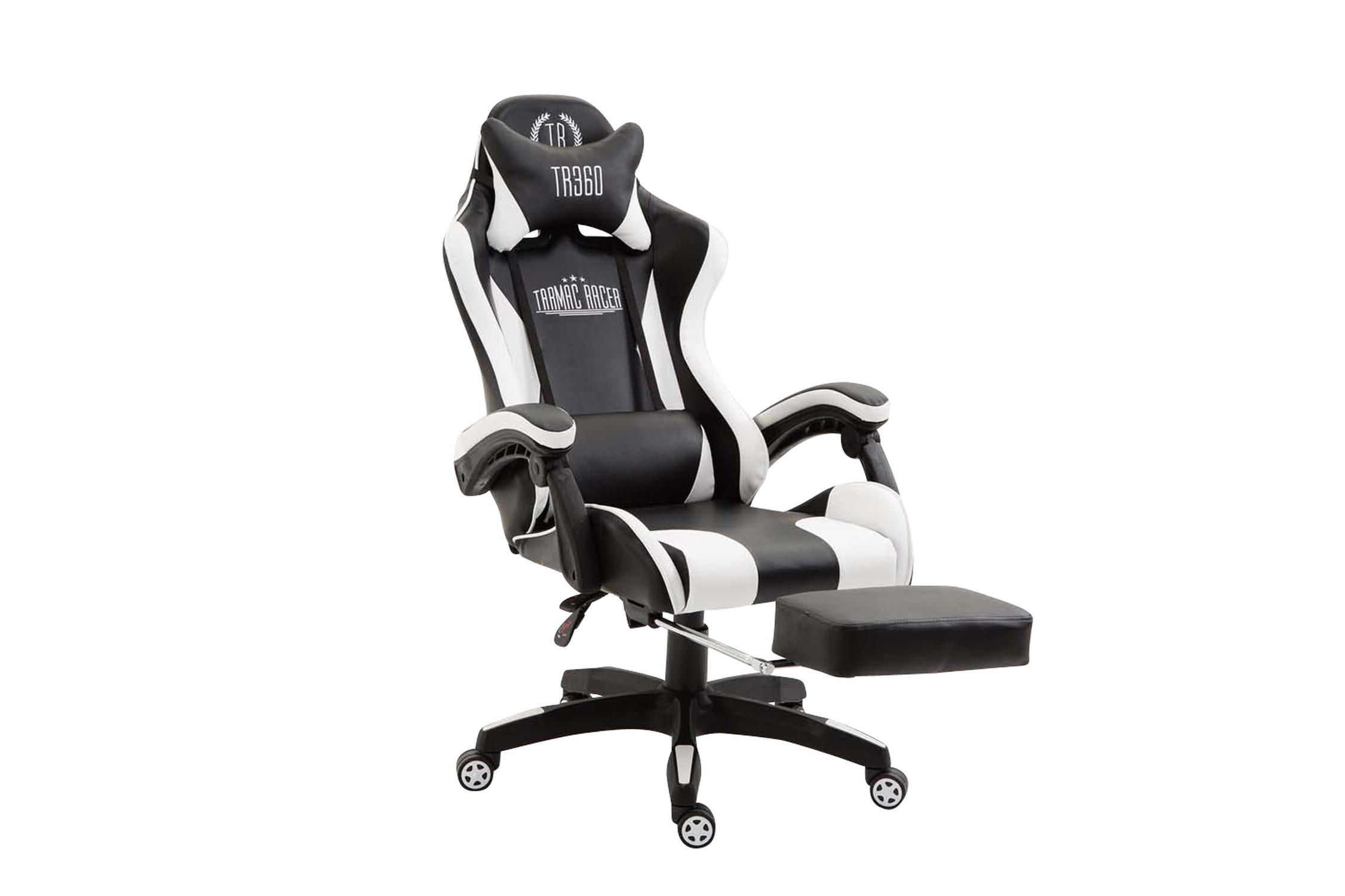 BÜROSTUHL India, Kunstleder Schwarz/Weiß - Weiß, Kunststoff/Textil (66/131/58cm) - TPFLiving