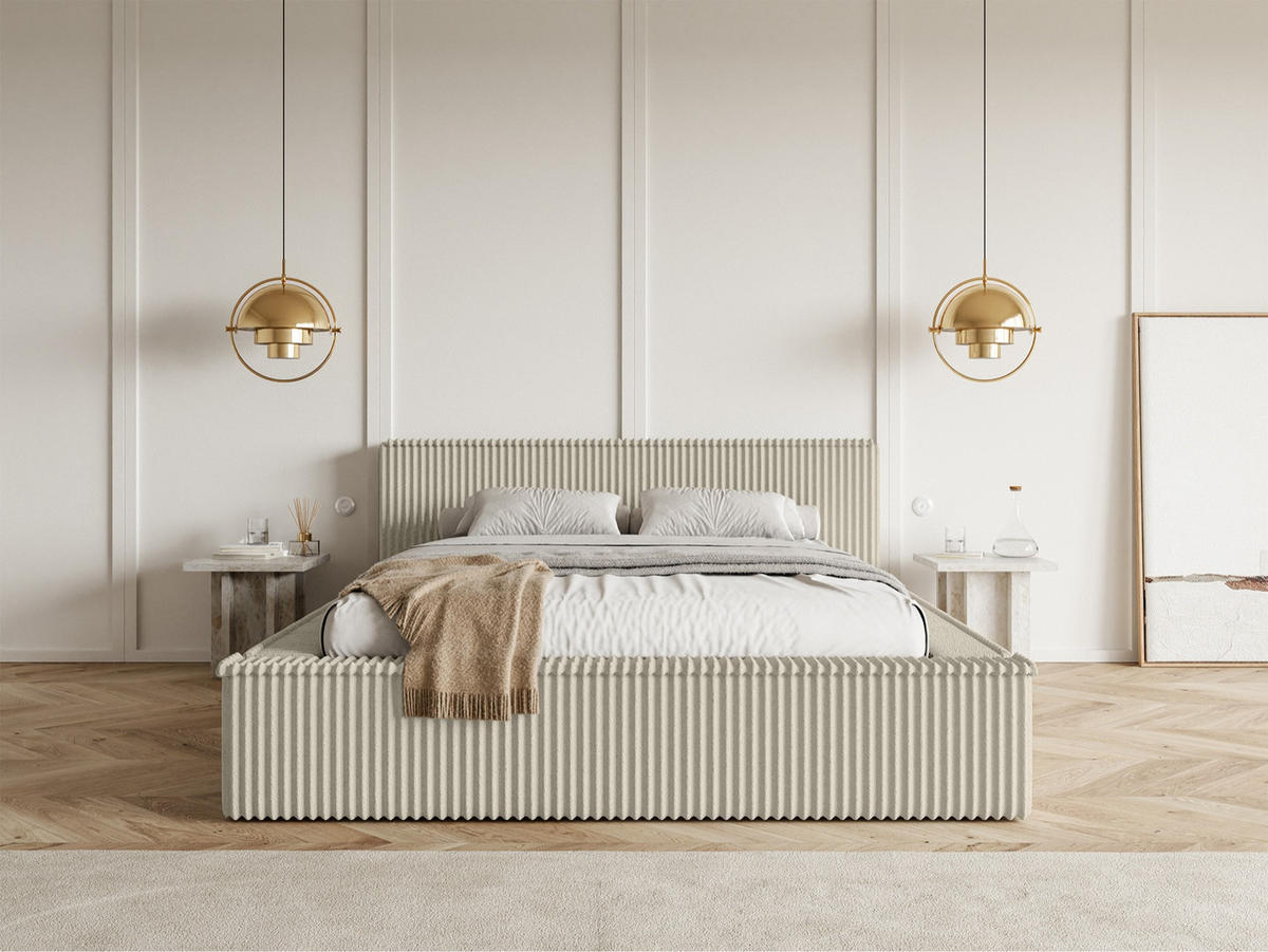 POLSTERBETT AFFOLIO Hellbeige 180x200 cm - Ecru/Schwarz, Kunststoff/Textil (180/200cm) - Selsey