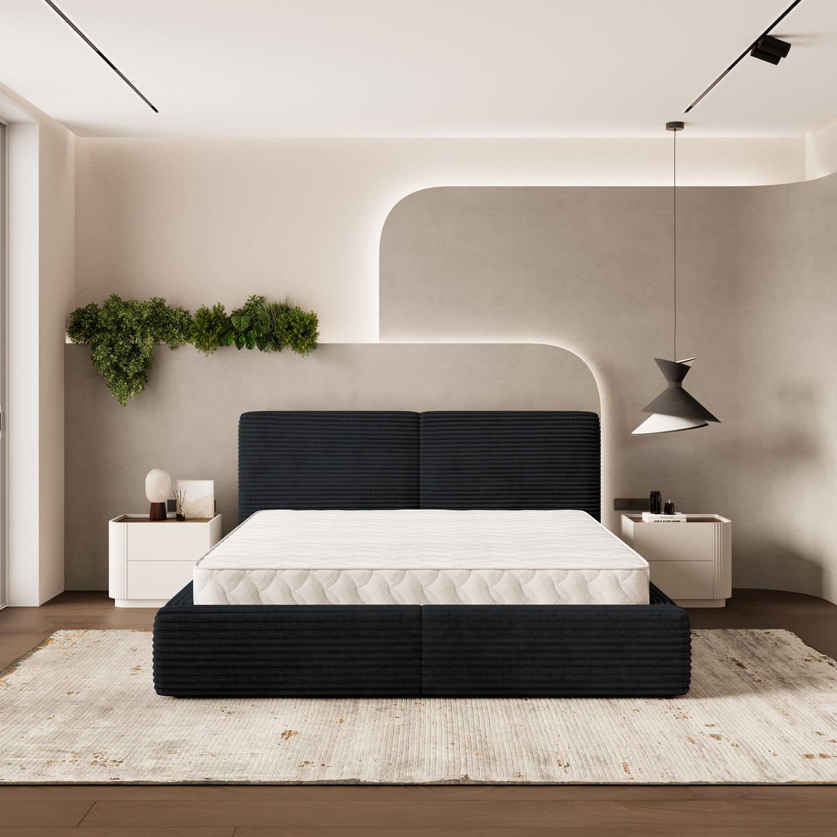 ČALOUNĚNÁ Postel FELURO 140x200 cm Černá - černá, kompozitní dřevo/textil (140/200cm) - MASSENO