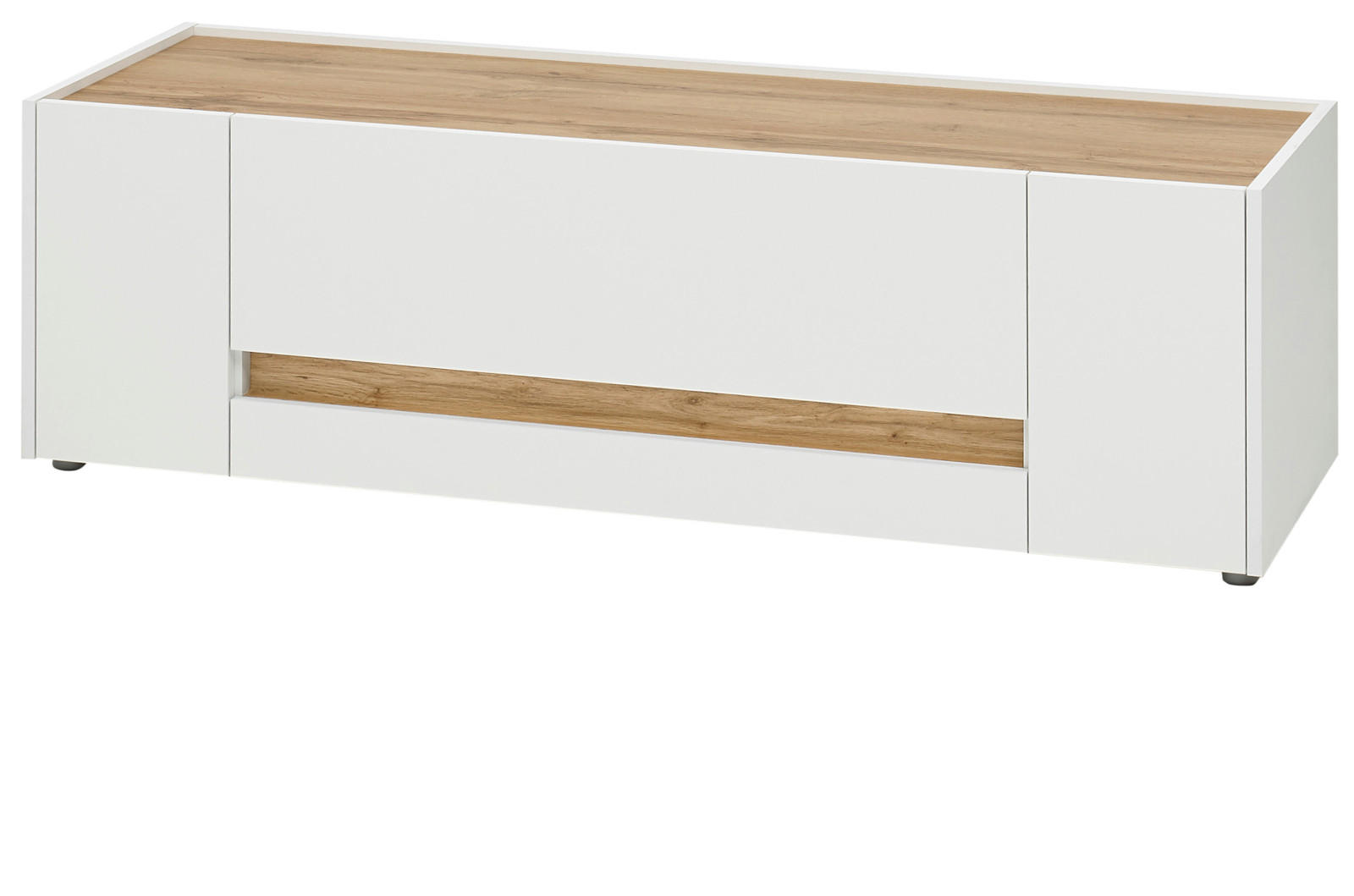 TV-LOWBOARD weiß, Eiche Wotan 140 cm, TV-Unterteil mit Schublade - Eiche Wotan/Schwarz, Holz/Holzwerkstoff (140/40/45cm) - Furn.Design