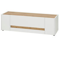 TV-LOWBOARD weiß, Eiche Wotan 140 cm, TV-Unterteil mit Schublade - Eiche Wotan/Schwarz, Holz/Holzwerkstoff (140/40/45cm) - Furn.Design