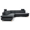 ECKSOFA CASA III L-S Anthrazit Plüsch-Stoff mit Schlaffunktion - Anthrazit, Holz (272/272cm) - MASSENO