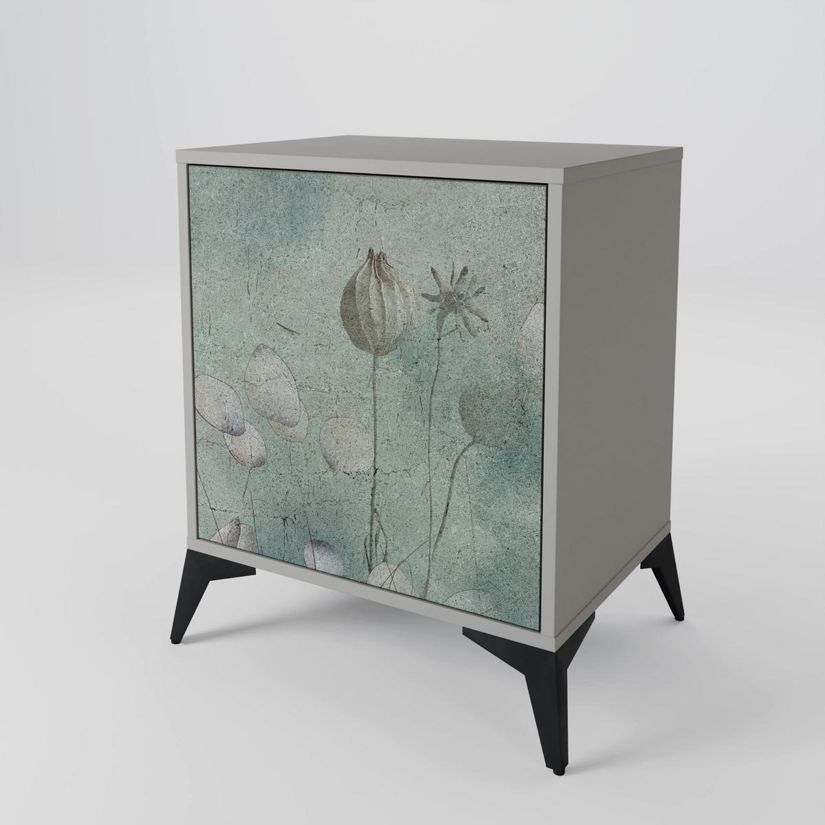 SIDEBOARD NIGHT LADY, Grau, 57,5x42x77,5 cm, Schräge Buchenholzfüße - Buchefarben/Multicolor, Holzwerkstoff/Buchenholz (57.5/77.5/42cm) - SpaceRebels