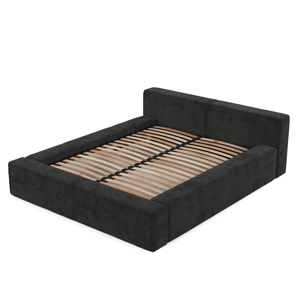 POLSTERBETT Casto mit Stauraum 160/200 cm Schwarz im Bonita Stoff - Schwarz/Naturfarben, Holz/Holzwerkstoff (160/200cm) - AltaBeds