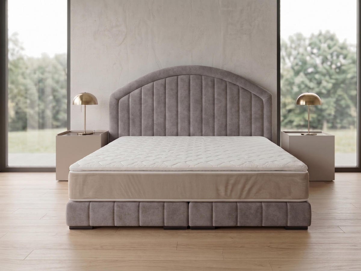 POLSTERBETT LEON2 90x 200 cm Farbe: Hellbraun - Hellbraun, Textil (90/200cm) - A&J MöbelLand