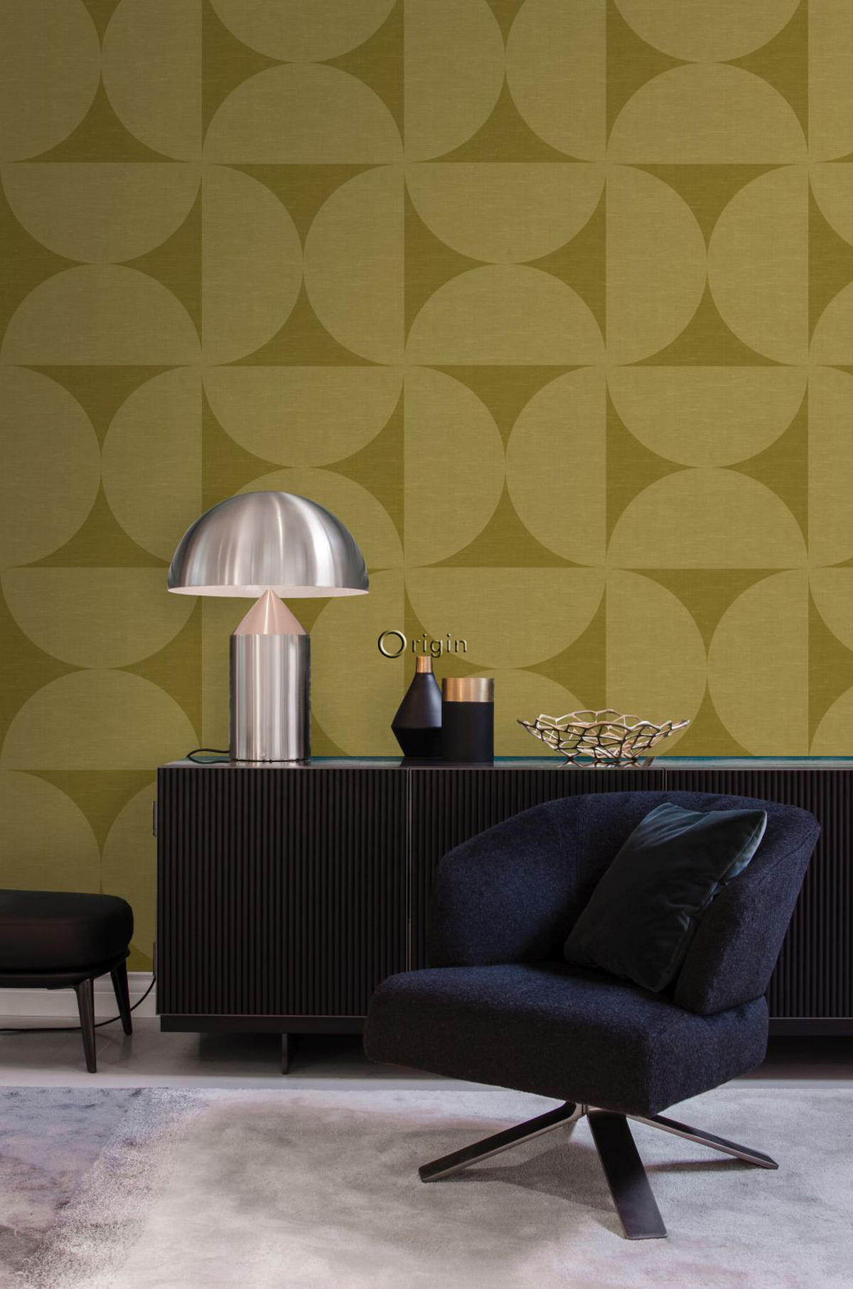 XXL-VLIESTAPETE Halbkreise 50 x 900 cm - Gelb, Papier (50/900cm) - Origin Wallcoverings