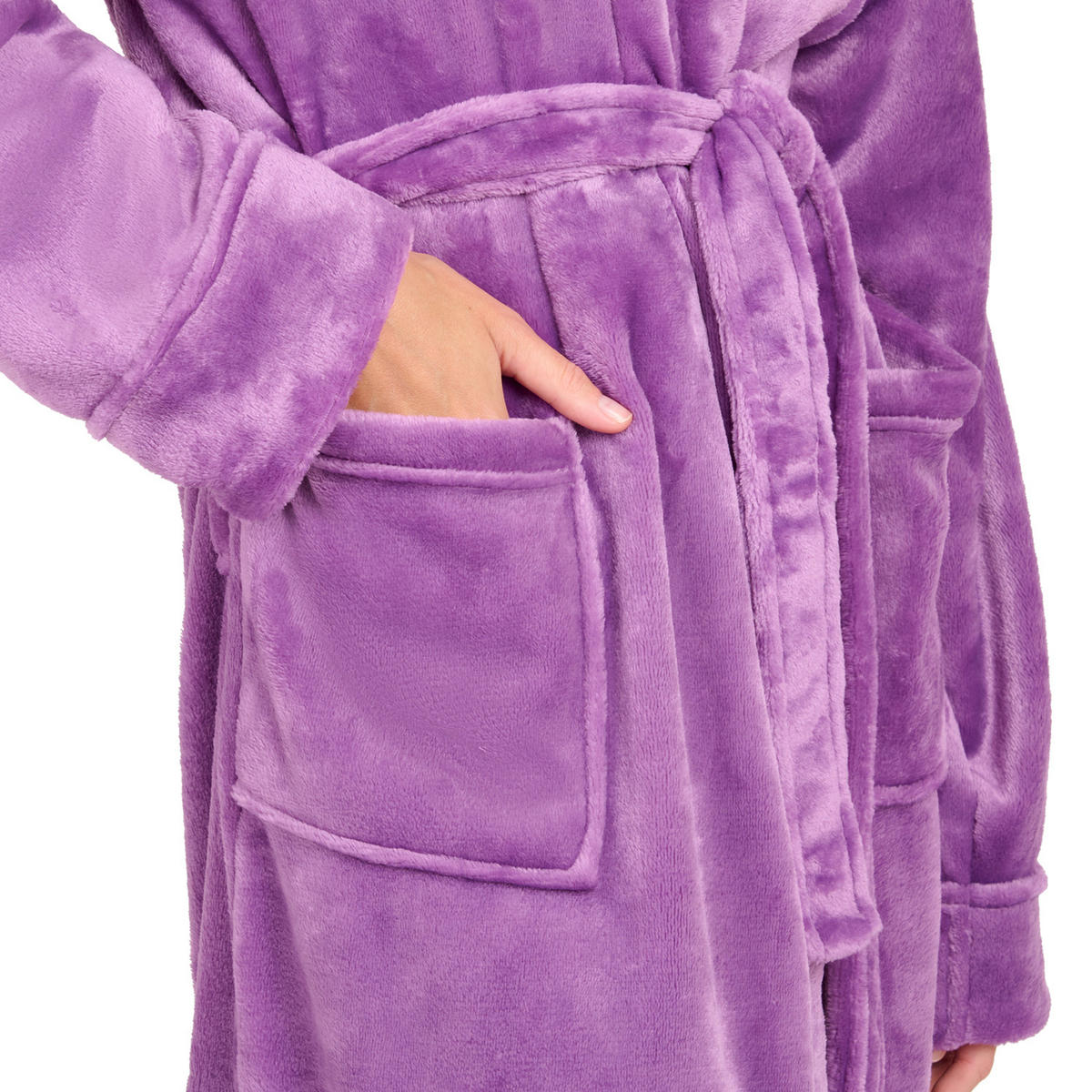 BADENMANTEL Damen & Herren L - mit gefütterter Kapuze aus 100% Baumwolle, Lila - Lila, Textil (Lnull) - Blumtal