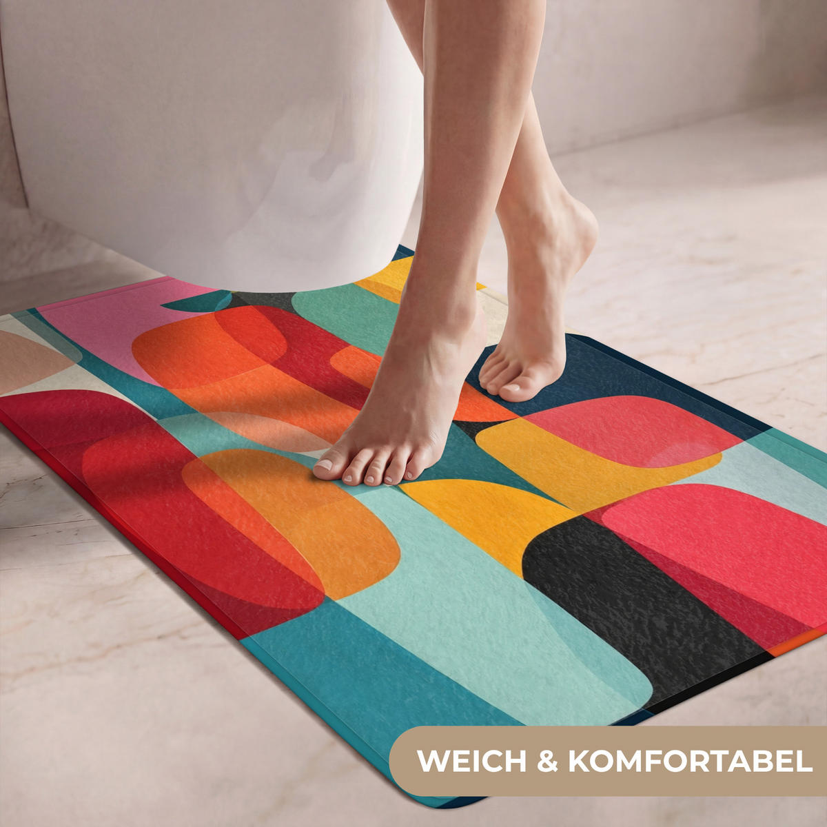 WC PŘEDLOŽKA Tvary - barevné - abstraktní - letadla 60x90 cm - různobarevná, textil/plast (60/1cm) - OnlyWow
