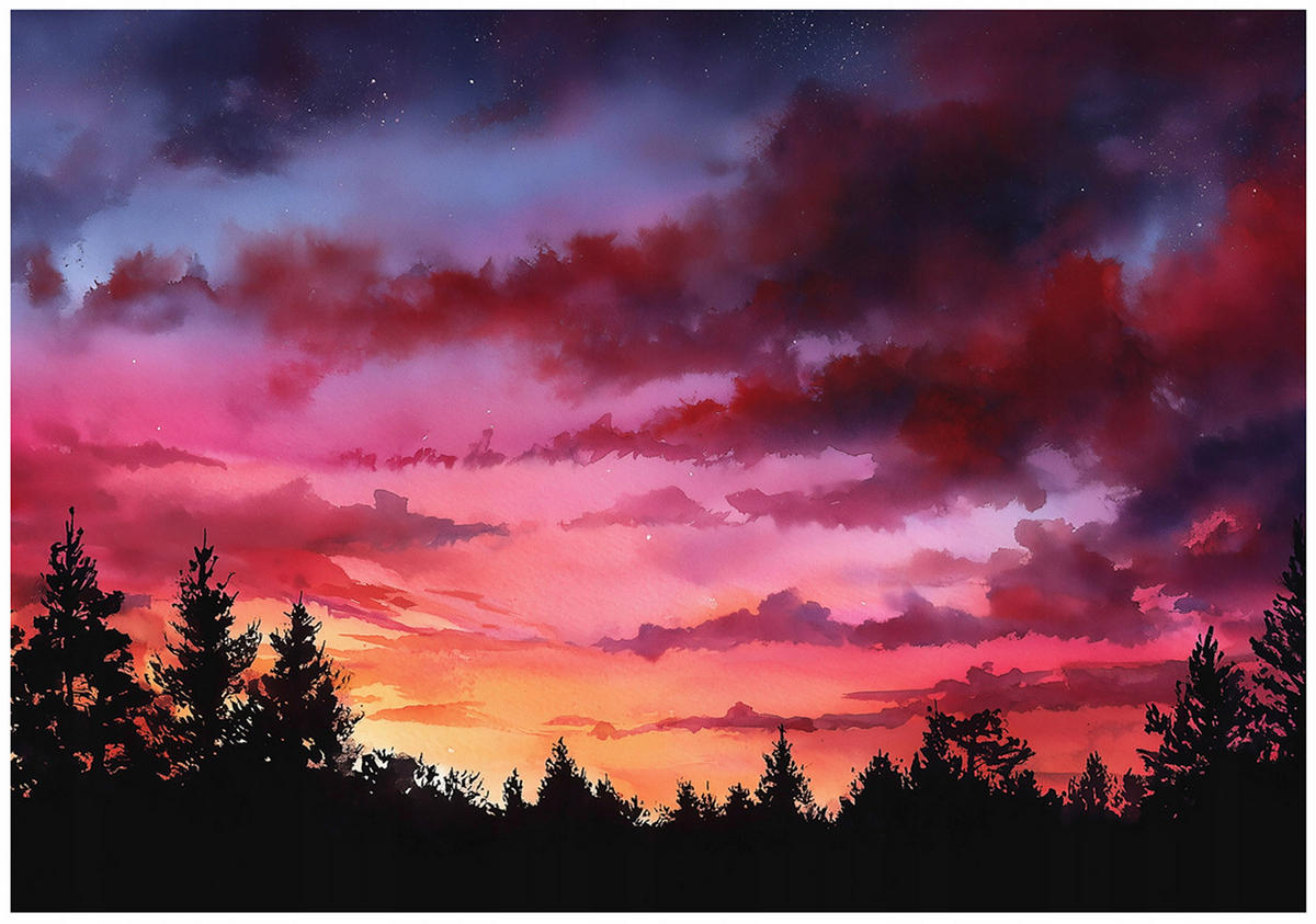 FOTOTAPETE Landschaft Himmel Rosa 400x280 cm - Multicolor, Papier (400/280cm) - Wallarena
