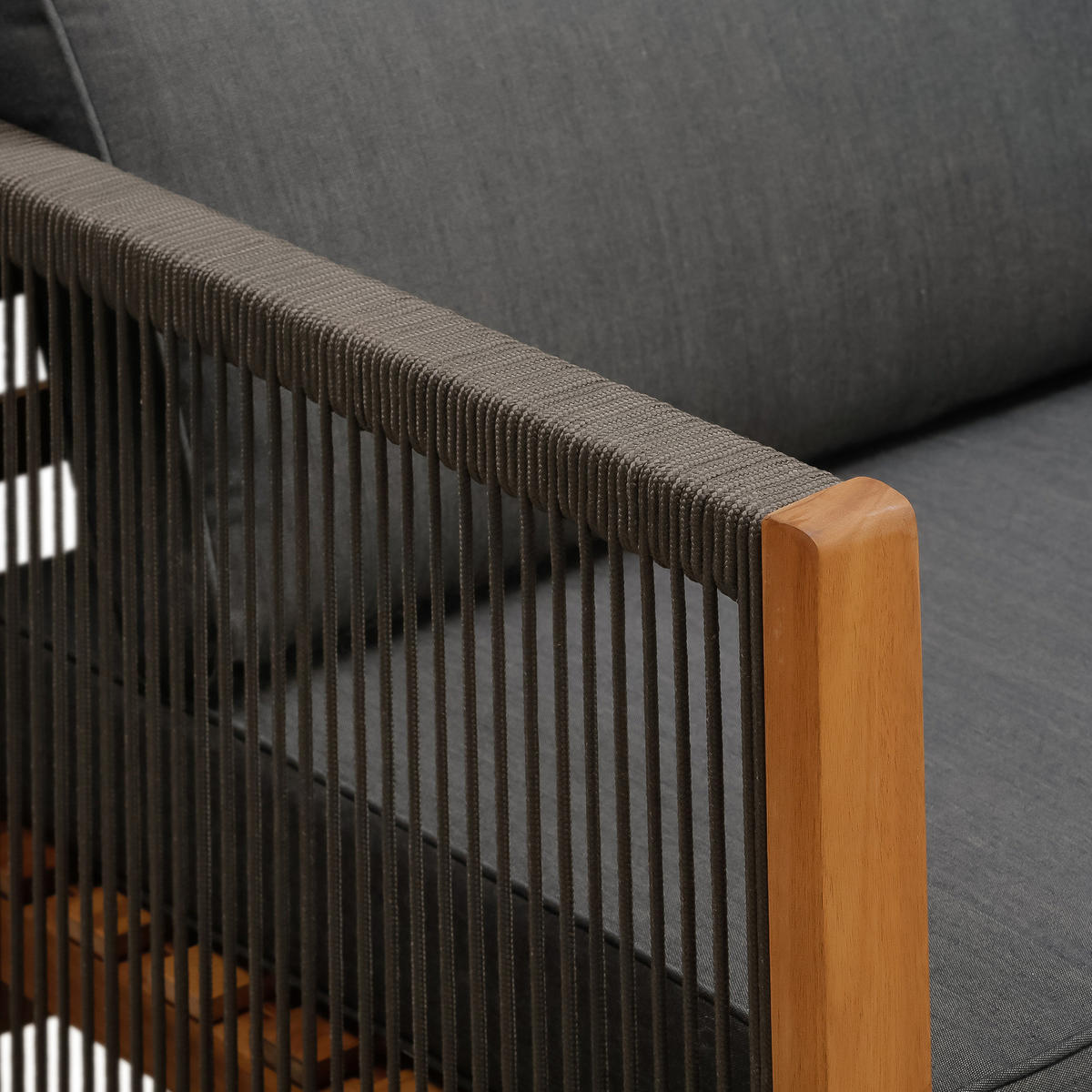 LOUNGESESSEL - 2er-Set - Akazie massiv / Polyester - Braun / Beige - Braun/Grau, Holz/Textil (64/76/66cm) - home24