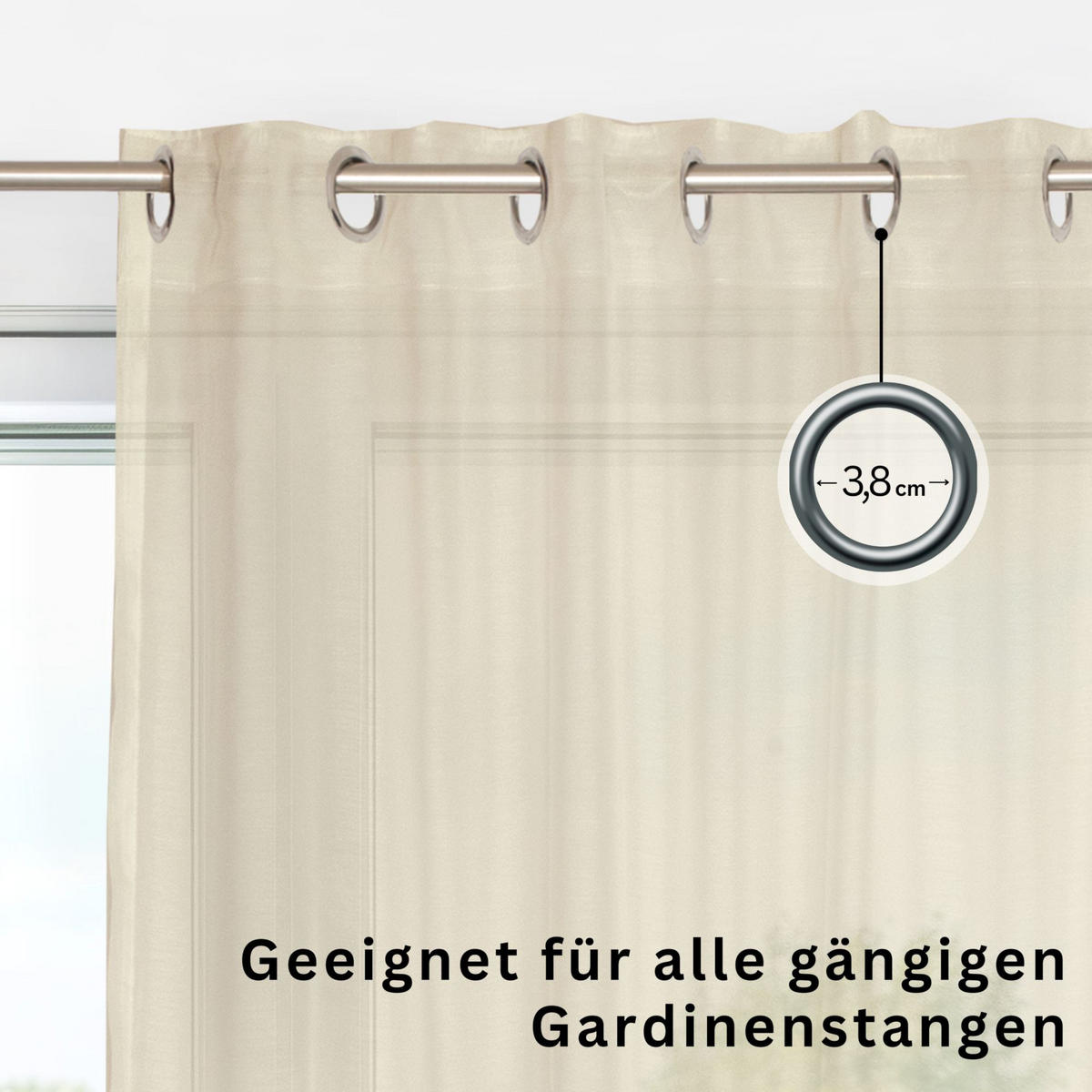 ÖSENVORHANG SOLID transparent - Beige, Textil (140/1/250cm) - Schöner Wohnen