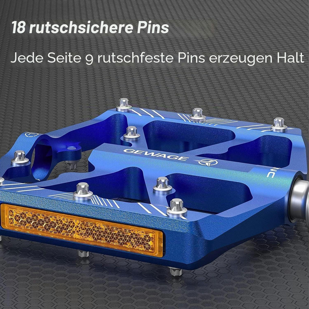 FAHRRADPEDALE Aluminium Blau mit Reflektoren - Blau, Metall (10.1/1.5/11.8cm)