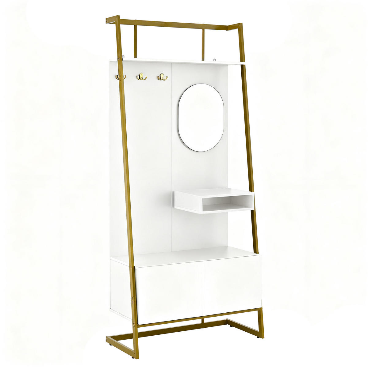 GARDEROBE 78/180,5/38,5 cm Weiß aus MDF mit Spiegel und Schuhschrank - Weiß, Holzwerkstoff (38.5/180.5/78cm) - OKMYHOME