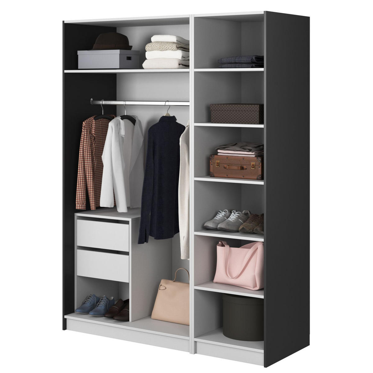 KLEIDERSCHRANK Moonir Schwarz 150 cm - Goldfarben/Schwarz, Holzwerkstoff/Metall (150/200.5/57cm) - Selsey