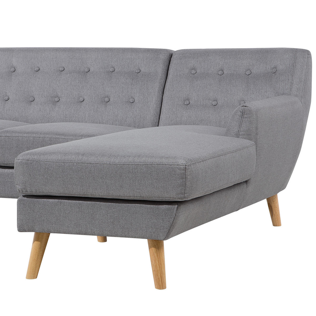 3-SITZER-ECKSOFA Polyester Grau rechtsseitig Motala - Hellgrau, Textil (176/138cm) - Beliani