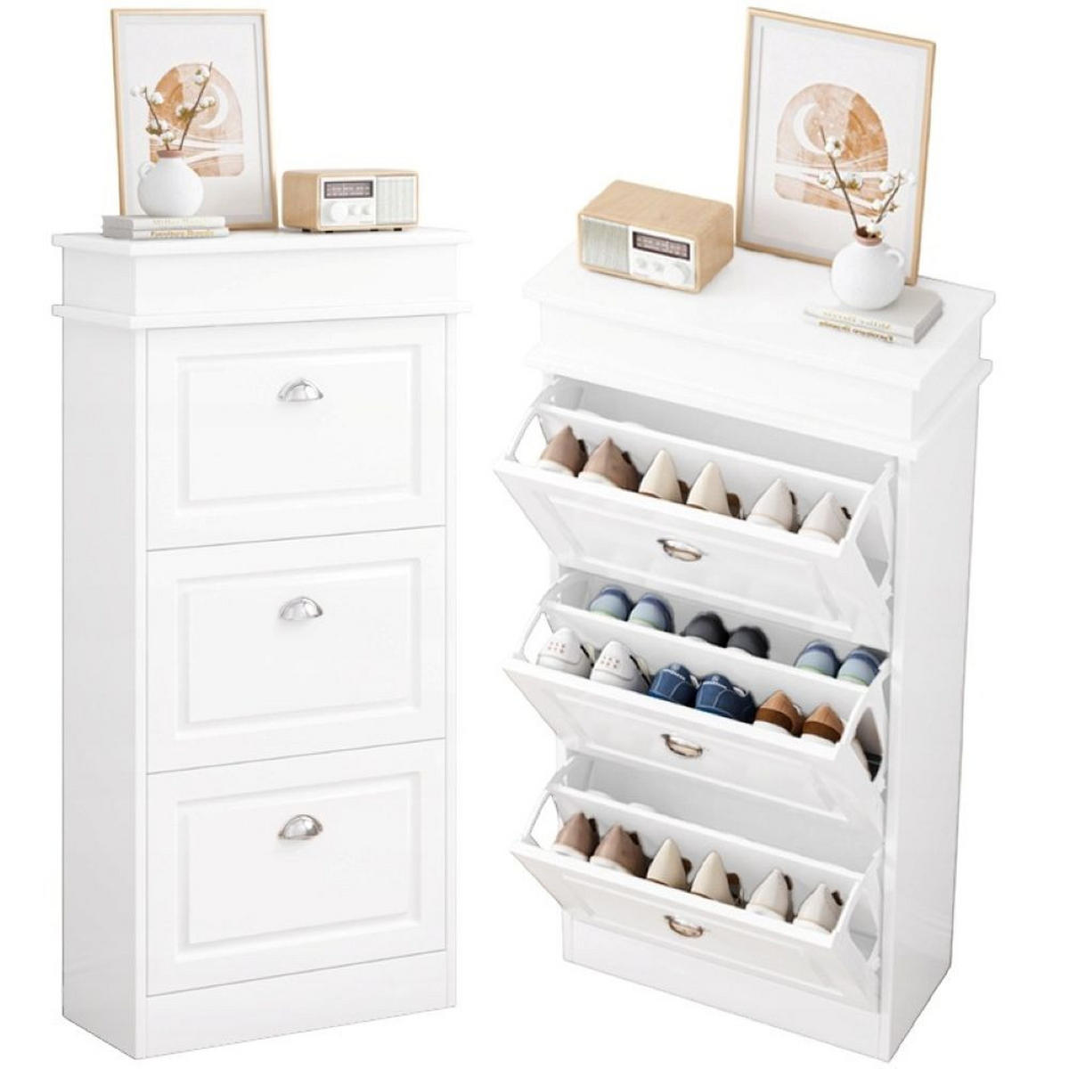 SCHUHSCHRANK, weiß 52/23/117 cm - Weiß, Holzwerkstoff (52/117/23cm)