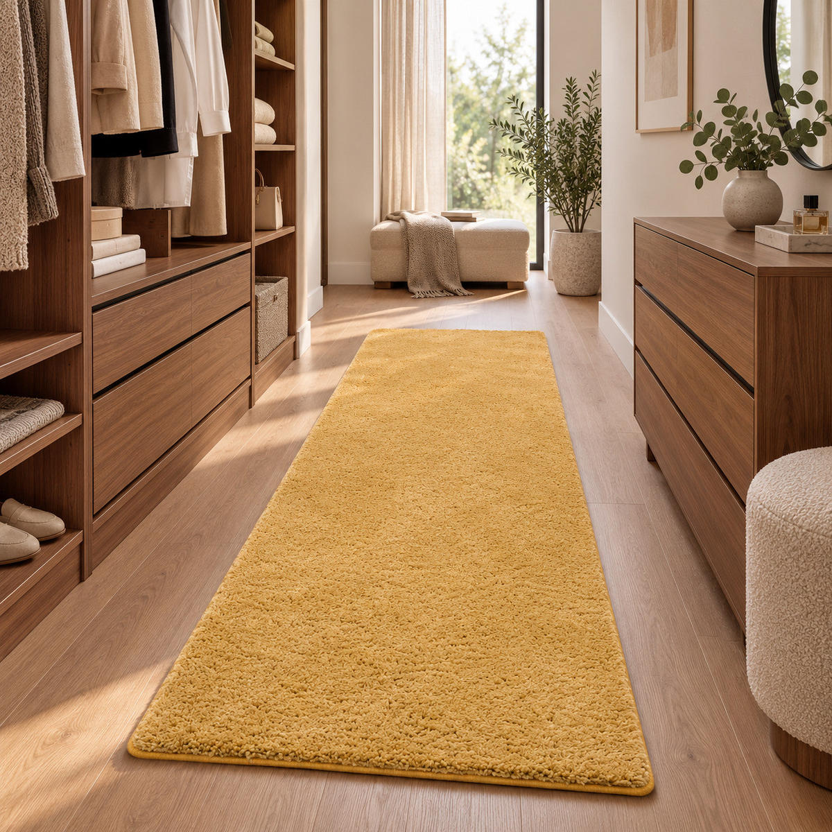 HOCHFLOR SHAGGY LÄUFER TEPPICH PALACE - Currygelb, Textil (80/240cm) - Snapstyle
