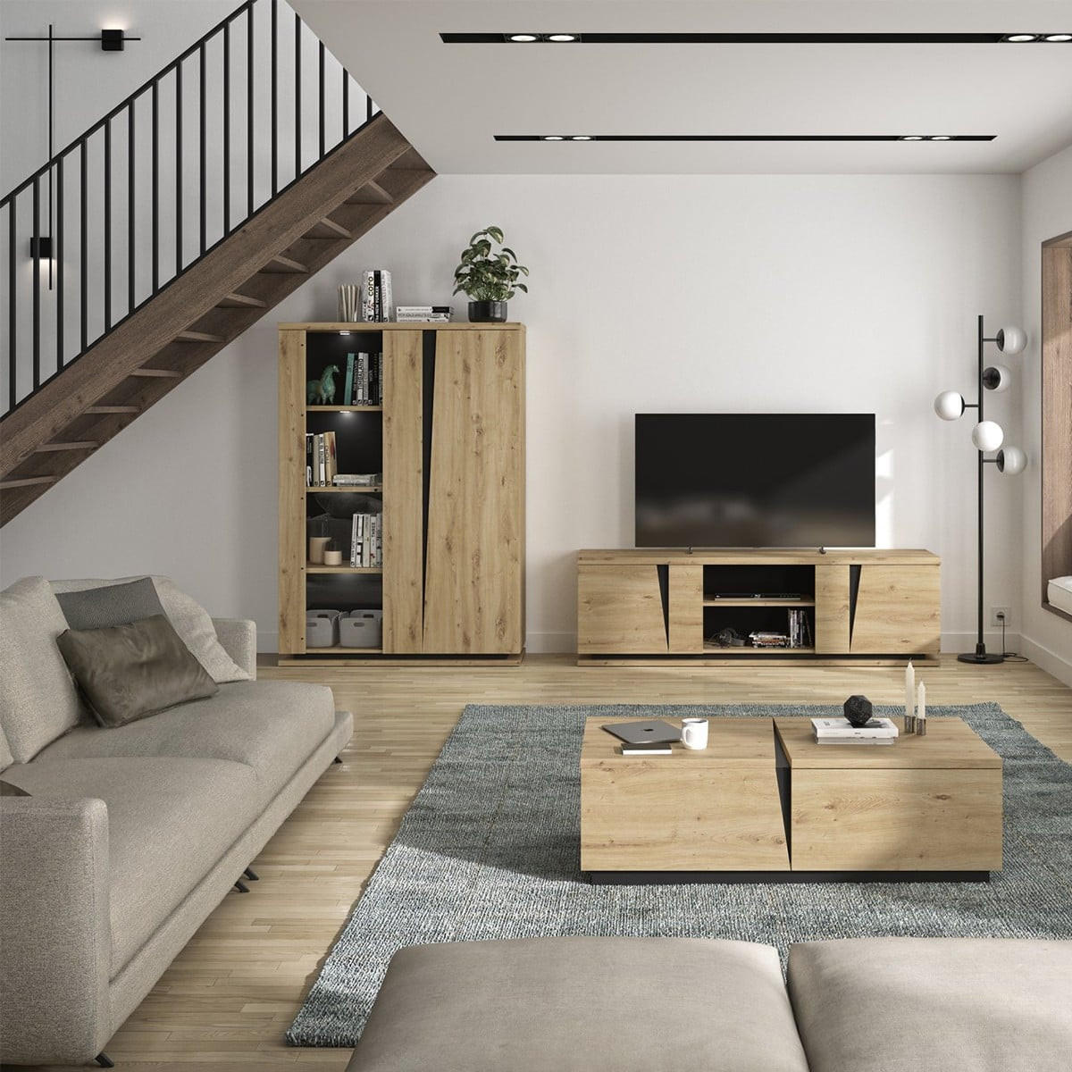 TV-MÖBEL 2 Türen Crack - Französische Herstellung - 181/45/54 cm - Apfelbaumfarben, Holzwerkstoff (45/54/181cm) - Calicosy