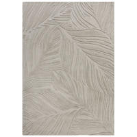 WOLLTEPPICH Blatt-Design, handgetuftet LEVEN LEE, Grau 120x170 cm - Grau, Textil (120/170cm) - KADIMA DESIGN
