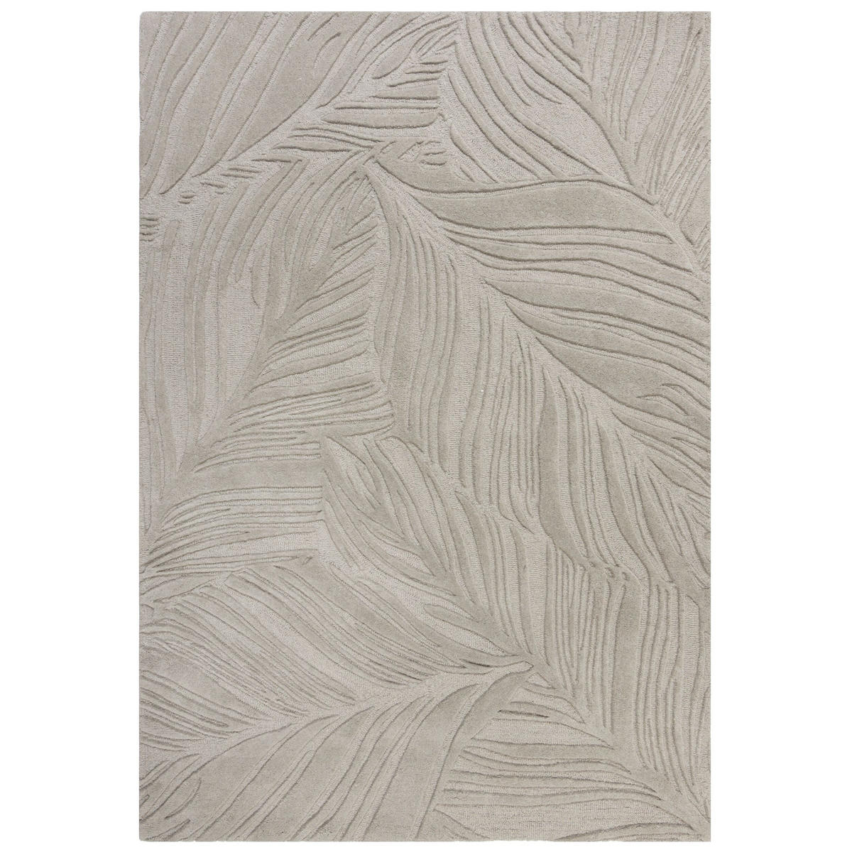 WOLLTEPPICH Blatt-Design, handgetuftet LEVEN LEE, Grau 120x170 cm - Grau, Textil (120/170cm) - KADIMA DESIGN