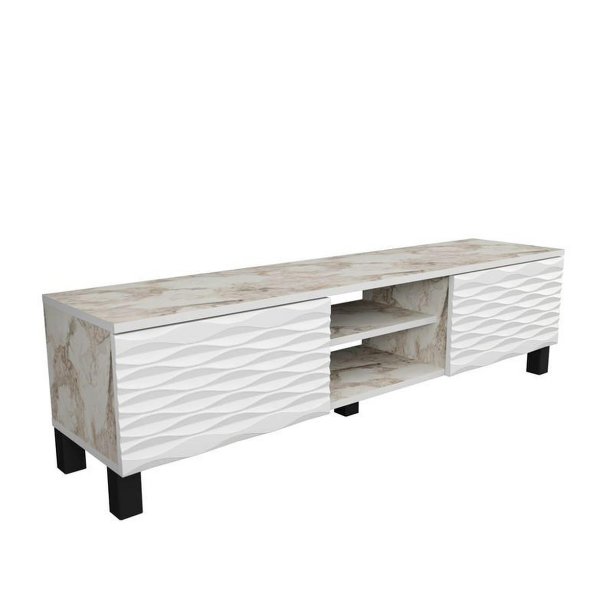 TV-ELEMENT Lukas weißer Marmor Weiß - Beige/Weiß, Holzwerkstoff (150/40.3/35cm) - Decorotika