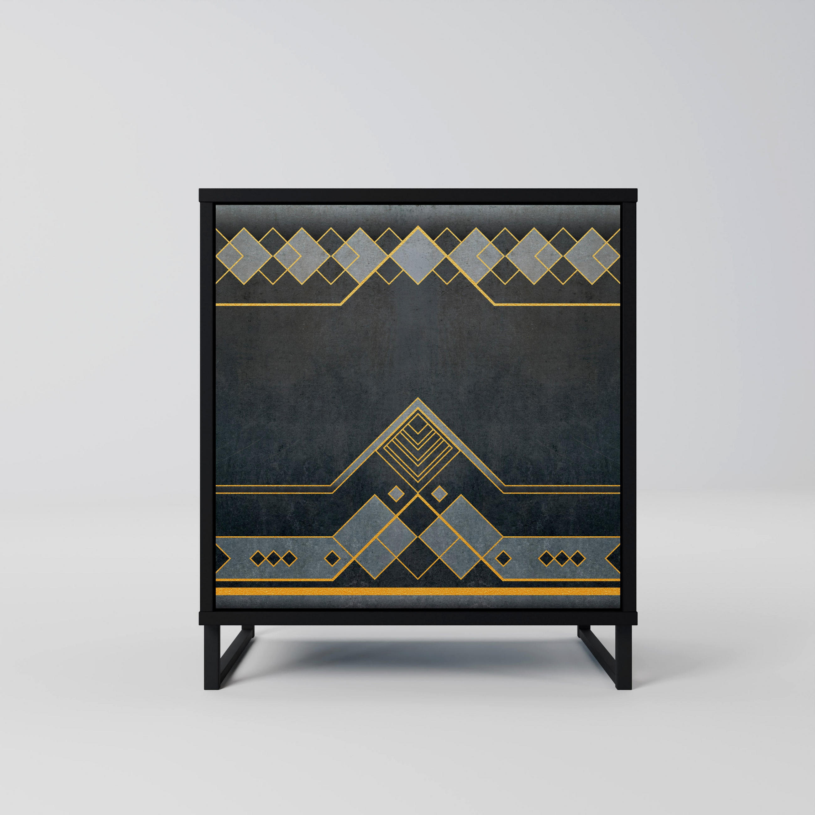 SIDEBOARD ROYAL ORDINARINESS, Schwarz, 57,5x42x67,5 cm, Schwarze Metall-Rahmenfüße - Multicolor/Schwarz, Holzwerkstoff/Metall (57.5/67.5/42cm) - SpaceRebels